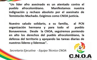 Rechazamos el asesinato del líder afrocolombiano Temístocles Machado
